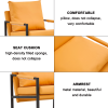 PU Leather Accent Arm Chair Mid Century Upholstered Armchair with Metal Frame Extra-Thick Padded Backrest and Seat Cushion Sofa Chairs for Living Room