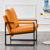 PU Leather Accent Arm Chair Mid Century Upholstered Armchair with Metal Frame Extra-Thick Padded Backrest and Seat Cushion Sofa Chairs for Living Room