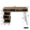 43.31inches medieval profiled geometry desk, computer desk, modern writing study desk with open lattice and v-shaped iron leg, multi-purpose home offi