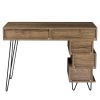43.31inches medieval profiled geometry desk, computer desk, modern writing study desk with open lattice and v-shaped iron leg, multi-purpose home offi