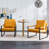 PU Leather Accent Arm Chair Mid Century Upholstered Armchair with Metal Frame Extra-Thick Padded Backrest and Seat Cushion Sofa Chairs for Living Room