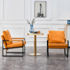 PU Leather Accent Arm Chair Mid Century Upholstered Armchair with Metal Frame Extra-Thick Padded Backrest and Seat Cushion Sofa Chairs for Living Room