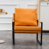 PU Leather Accent Arm Chair Mid Century Upholstered Armchair with Metal Frame Extra-Thick Padded Backrest and Seat Cushion Sofa Chairs for Living Room